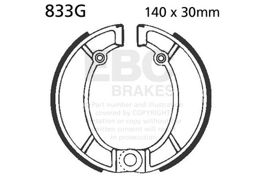 EBC - EBC Grooved Brake Shoe Set (833G)