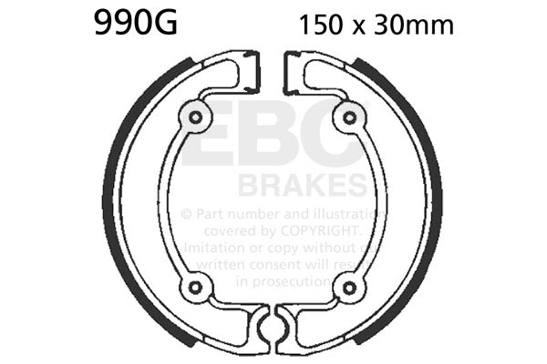 EBC - EBC Grooved Brake Shoe Set (990G)