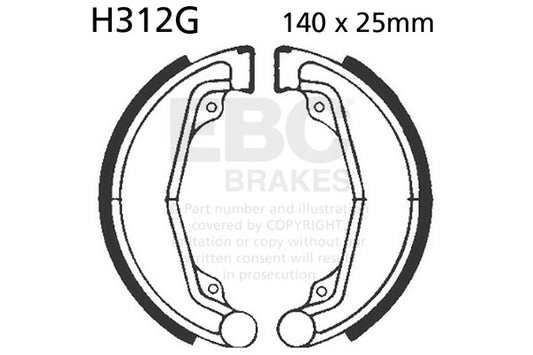 EBC - EBC Grooved Brake Shoe Set (H312G)