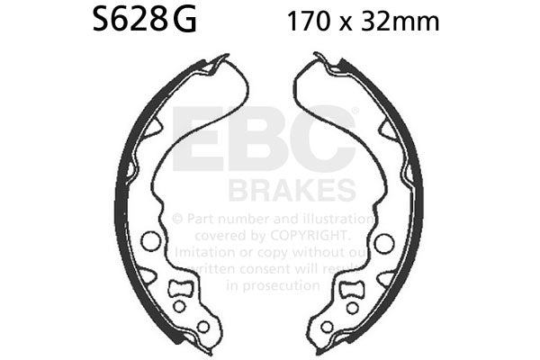 EBC - EBC Grooved Brake Shoe Set (S628G)