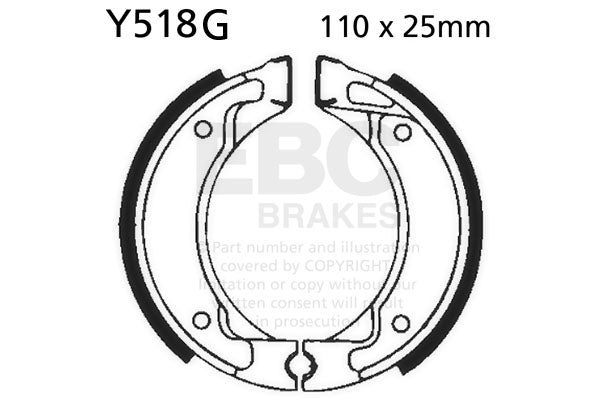 EBC - EBC Grooved Brake Shoe Set (Y518G)