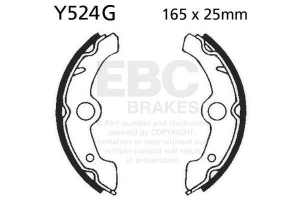 EBC - EBC Grooved Brake Shoe Set (Y524G)